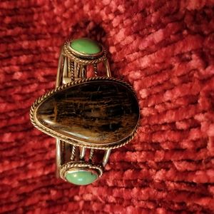 Reduced! Agate/turquoise silver bracelet
